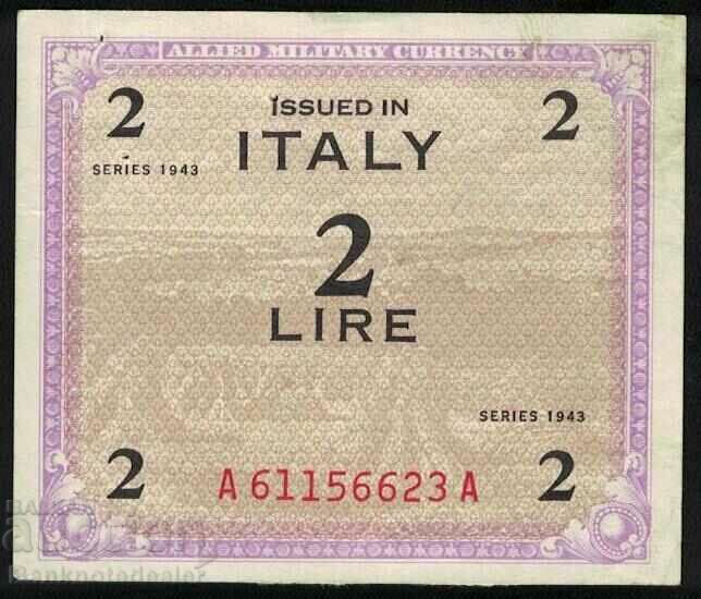 Italy Allied Military 2 lira 1943 Pick M12b Ref 6623