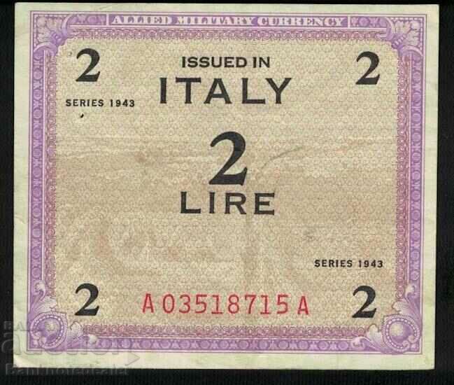 Italy Allied Military 2 lira 1943 Pick M12b Ref 8715