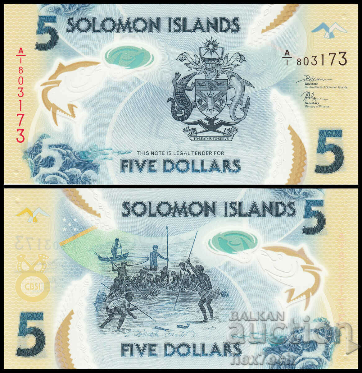❤️ ⭐ Solomon Islands 2019 $5 UNC ⭐ ❤️