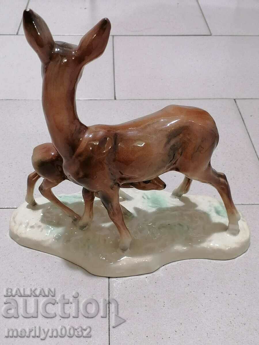 Delivery of Figure statuette of Roe deer with doe porcelain GERMANY