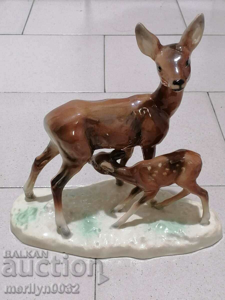Figure statuette of Roe deer with doe porcelain GERMANY - 7
