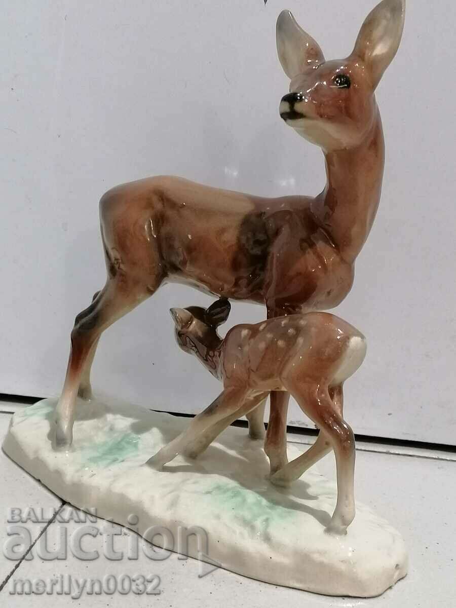 Figure statuette of Roe deer with doe porcelain GERMANY