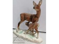 Figure statuette of Roe deer with doe porcelain GERMANY
