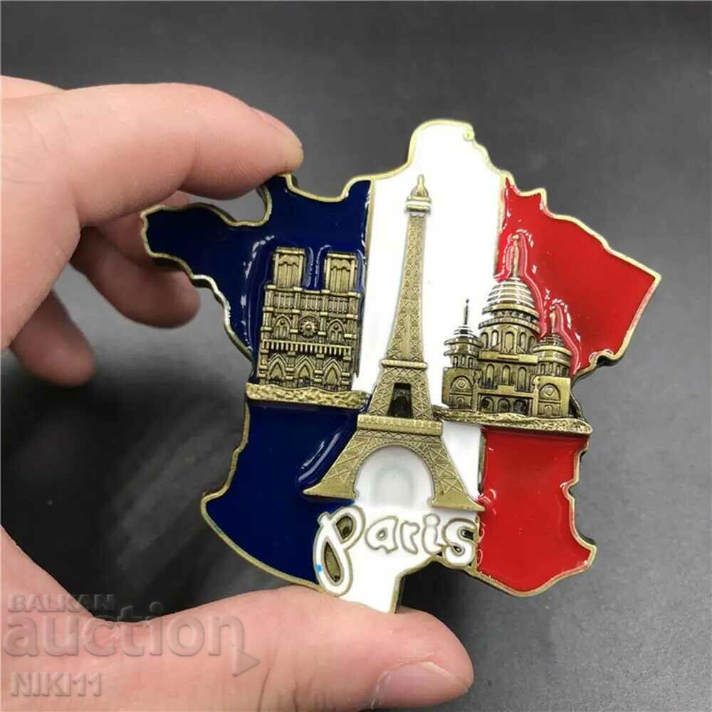 Magnet de frigider Franta, Paris, Turnul Eiffel, steag