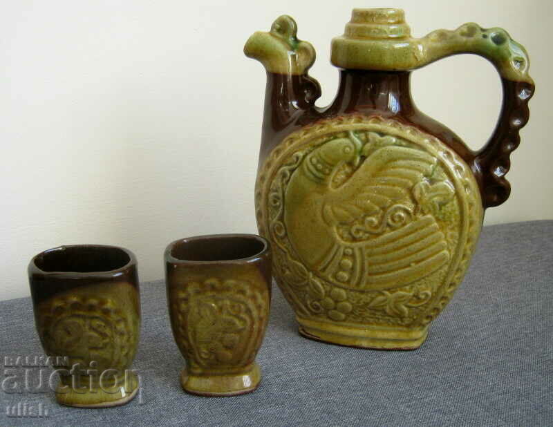 Old wine service folk themed ceramics