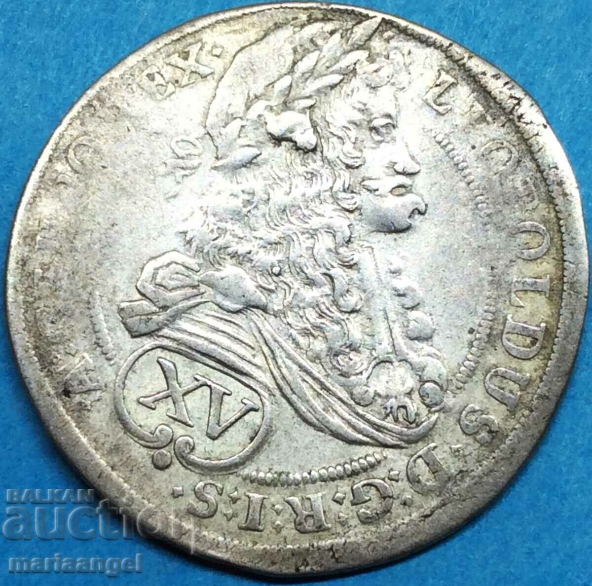 XV Kreuzer 1696 Ungaria Leopold I / Vultur cu 2 capete argint 29 mm