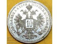10 Kreuzer 1868 Ungaria Franz Joseph Silver - destul de rar