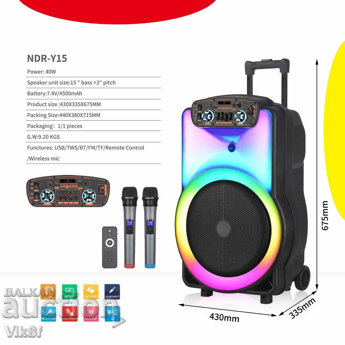 Delivery of POWERFUL F15 Karaoke Speaker 15 1500W +2 Microphones ndr-y15