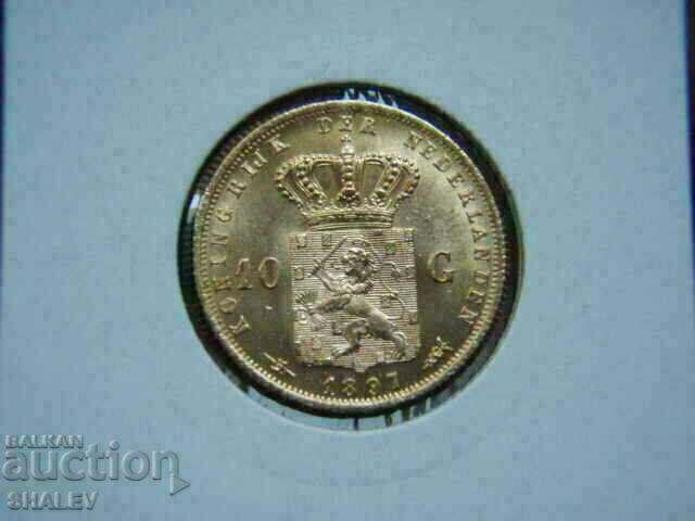 10 Gulden 1897 Ολλανδία /2 - AU/Unc (χρυσός)