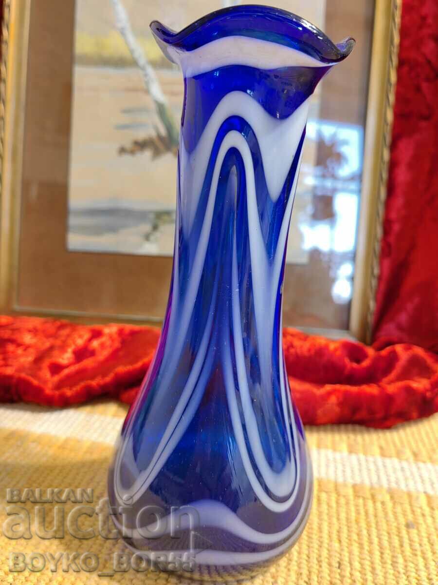 Beautiful Soc Bulgarian Colored Glass Vase with price 27.00 BGN | € 13.80 Beautiful Soc Bulgarian Colored Glass Vase with price 27.00 BGN | € 13.80
