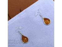 Σκουλαρίκια με ψεύτικο κεχριμπάρι, σταγόνες, επάργυρα