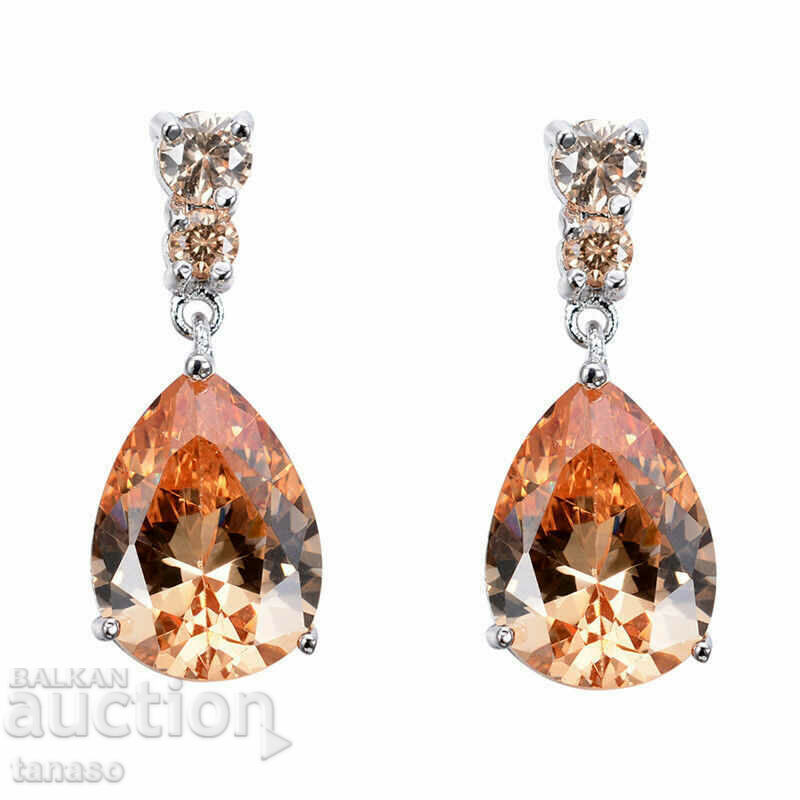 Morganite drop earrings, silver plated