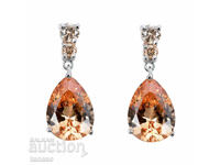 Cercei cu picătură în Morganit, placați cu argint