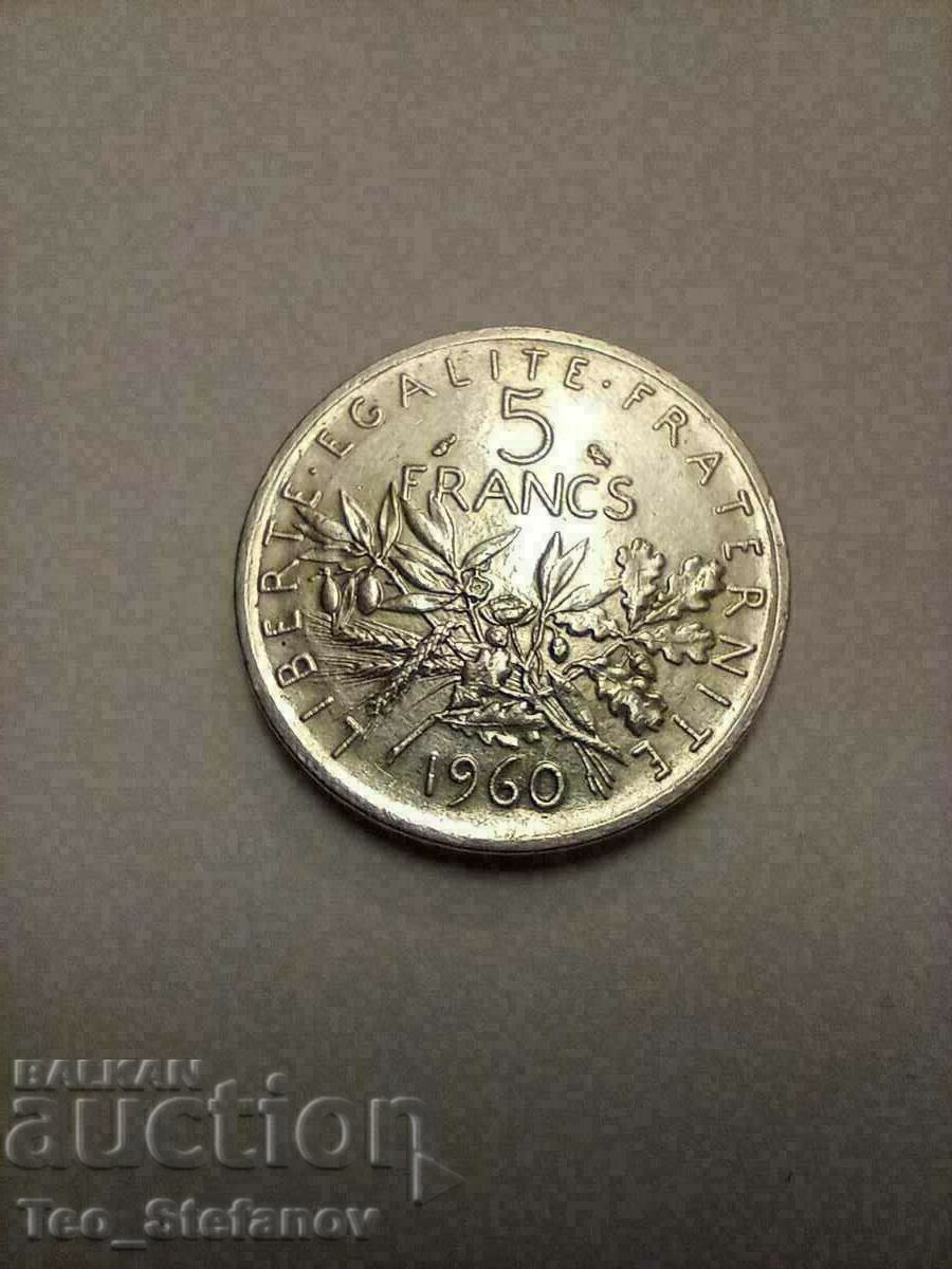 5 Francs 1960 AU/UNC France Silver