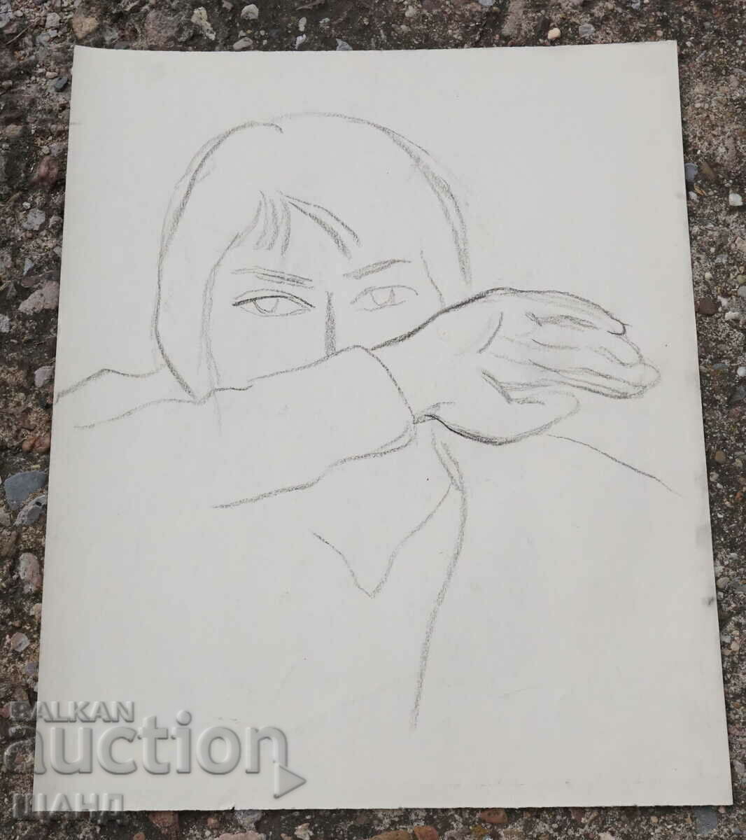 Παλιός Δάσκαλος που σχεδιάζει το πορτρέτο μιας γυναίκας με κάρβουνο