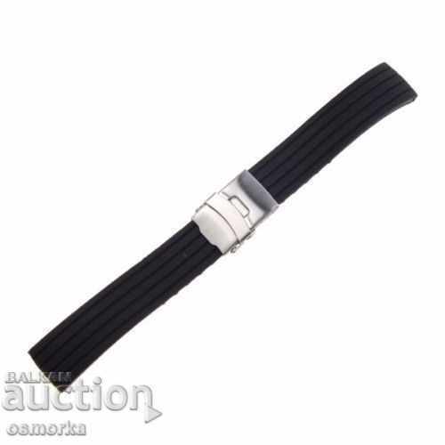 Rubber Watch Strap New Elegant Metal Clasp 24