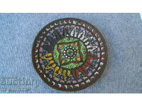 OLD bronze plate - enamel