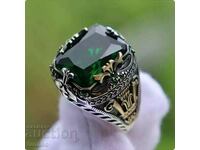 Emerald ring, silver plated