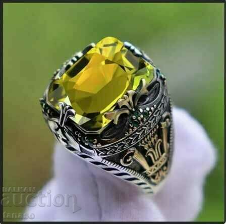 Ring with citrine, silver plated