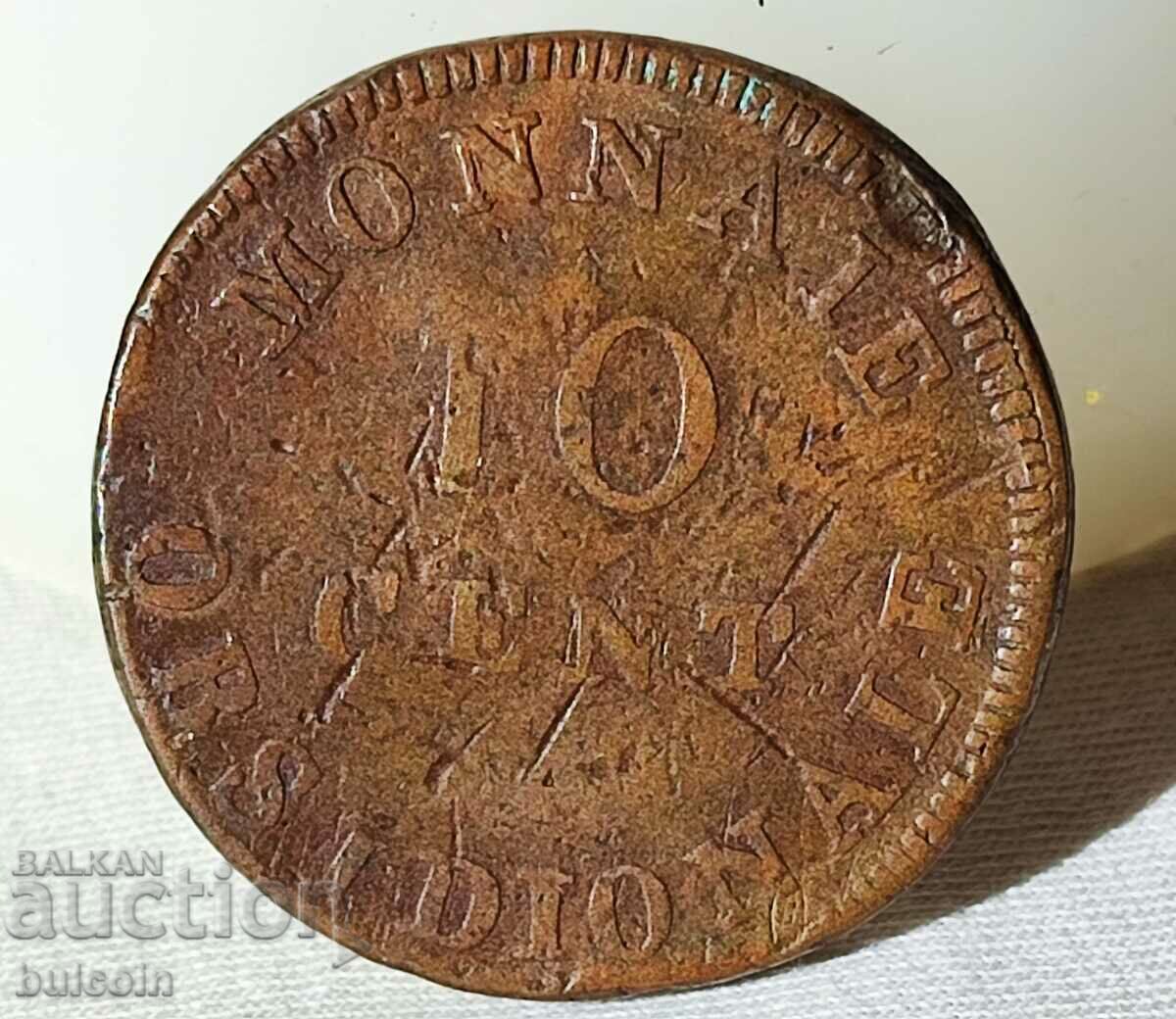 FRANTA FOARTE RARA MONEDA DE 10 CENTIME 1814 / LOUIS XVIII