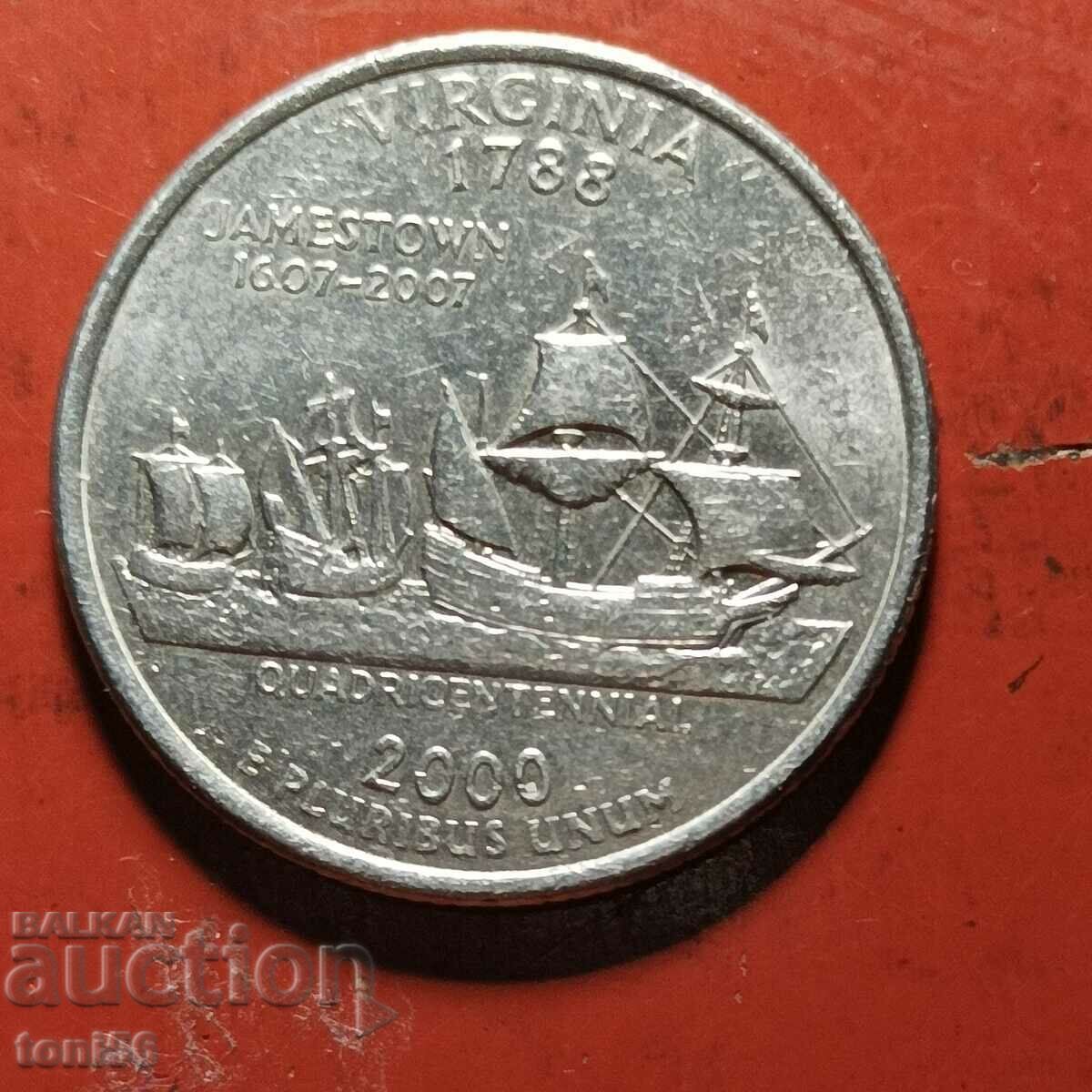 САЩ 25 цента 2000 D - Виржиния