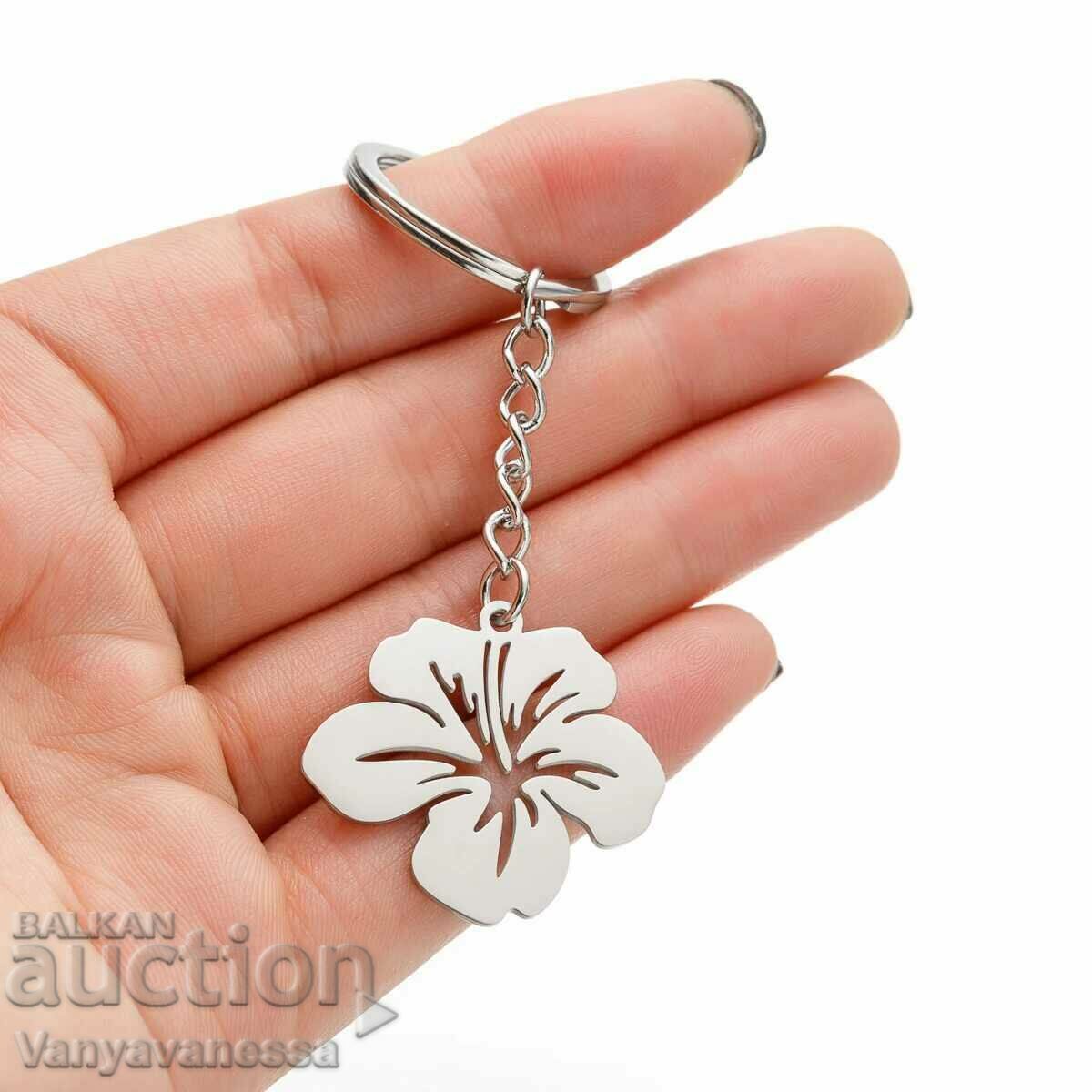 543 Suport chei Floare din oțel medical argintiu fără placă