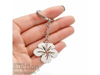 543 Key holder Flower in silver medical steel without plate
