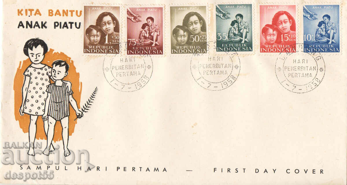 1958. Indonezia. Plic de poștă pentru prima zi.