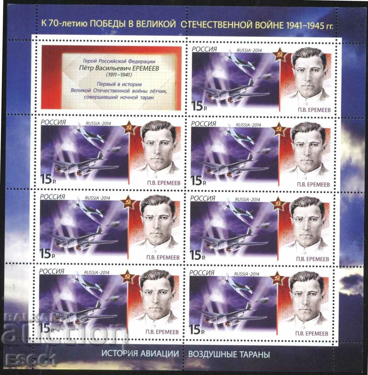 Delivery of Clean stamps small sheets Aviation Airplanes Pilots 2014 Russia