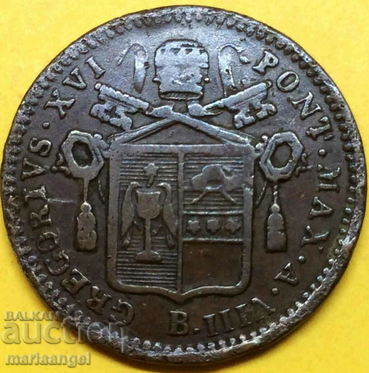 meco 1/2 bayoko 1838 Vatican Roma Grigore al XVI-lea 24mm bronz
