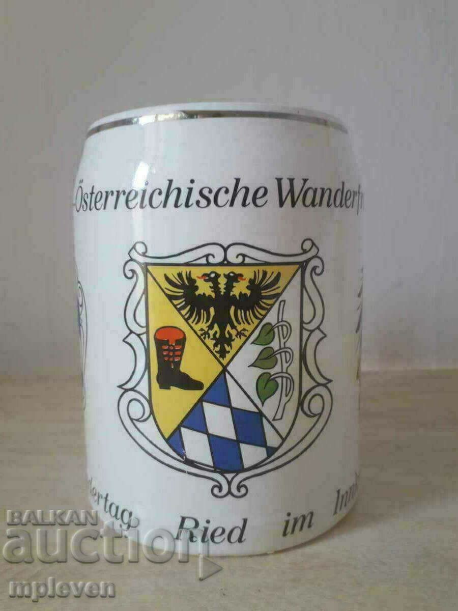 Porcelain beer mug Austria coat of arms
