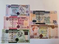 Libya lot 1, 5, 10, 20 and 50 dinars 2009 - 2012 UNC