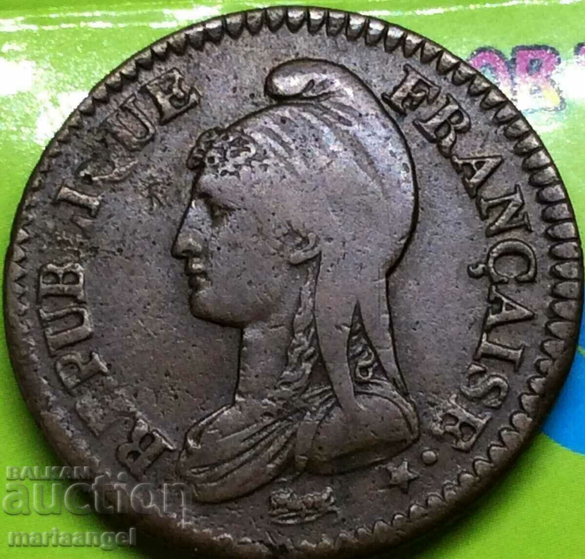 Франция 1 десим LaN 6 (1797-1798) 20,25 г бронз