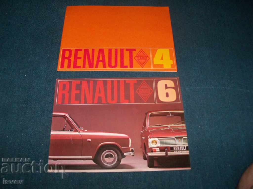 Two old advertising brochures for Renault 4 and Renault 6