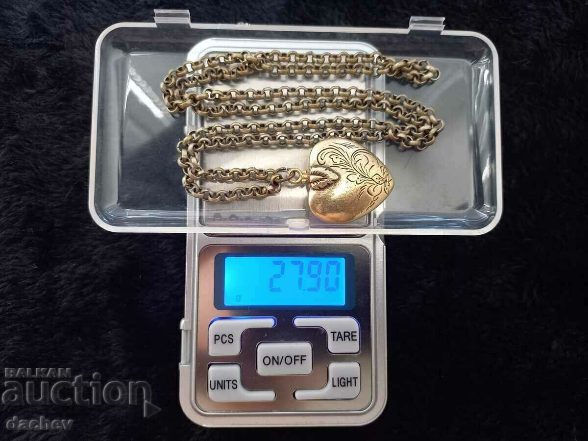 Κόσμημα στολής λαϊκό κολιέ καρδούλα με επιχρυσωμένο κορδόνι - 7