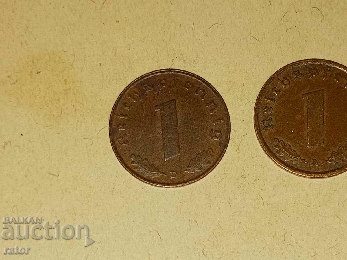1 pfennig 1937, 1938 and 1939. Germany, Third Reich - 3 pcs - 5 1 pfennig 1937, 1938 and 1939. Germany, Third Reich - 3 pcs - 5