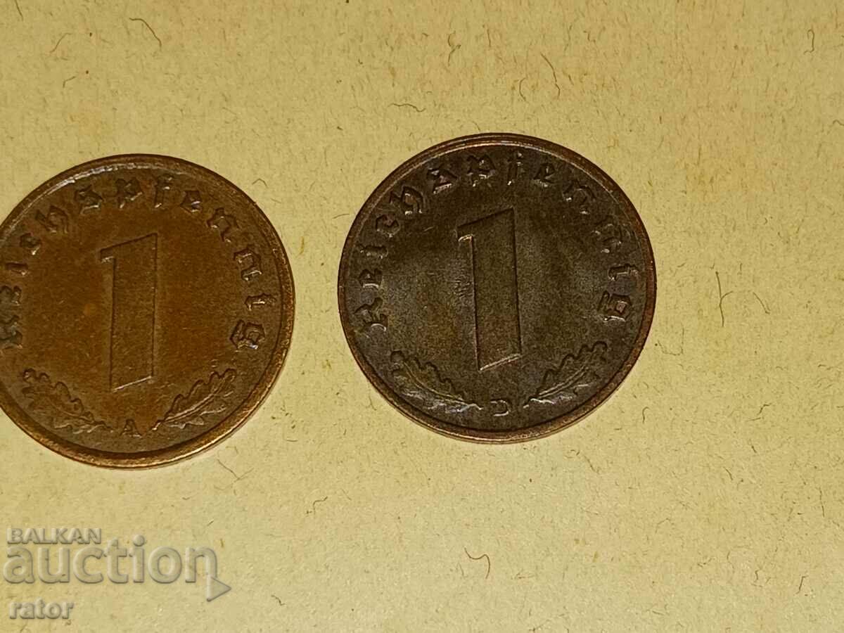 1 pfennig 1937, 1938 and 1939. Germany, Third Reich - 3 pcs - 7 1 pfennig 1937, 1938 and 1939. Germany, Third Reich - 3 pcs - 7