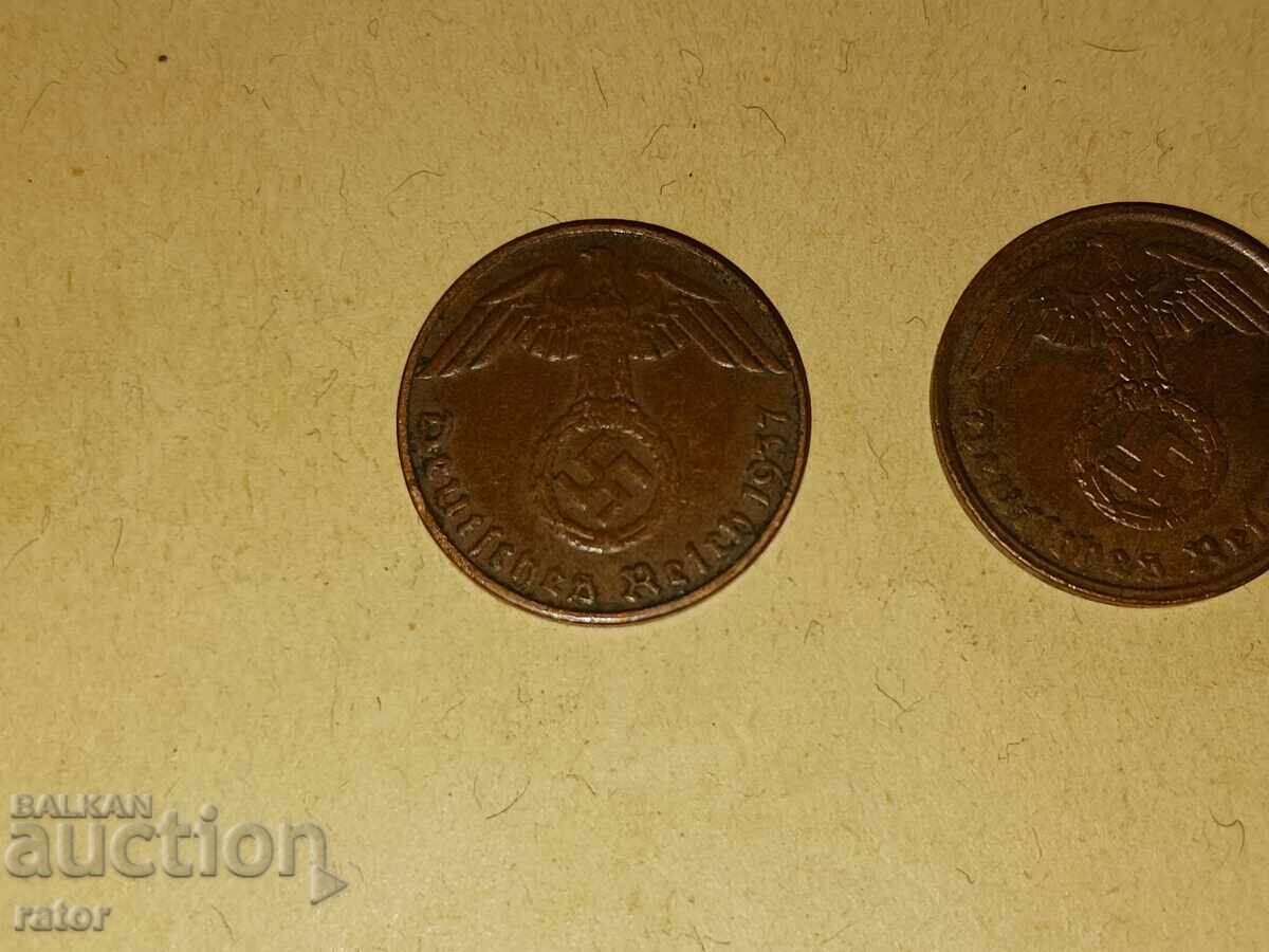 1 pfennig 1937, 1938 and 1939. Germany, Third Reich - 3 pcs with price 14.00 BGN | € 7.16 1 pfennig 1937, 1938 and 1939. Germany, Third Reich - 3 pcs with price 14.00 BGN | € 7.16