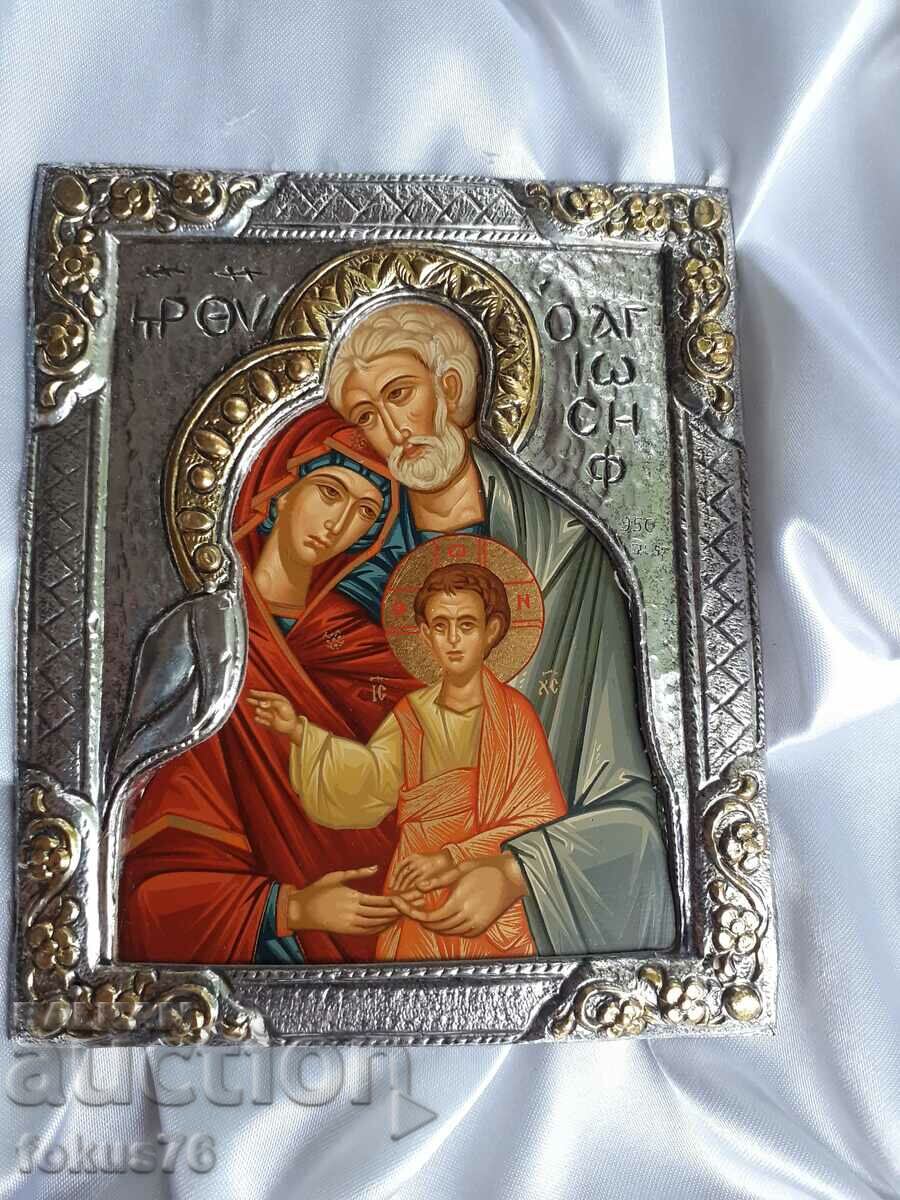 Παράδοση Μοναδικό ασημένιο εικονίδιο σε κουτί καρδιά με πιστοποιητικό