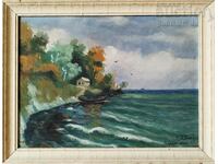 Painting "The Fisherman's Hut" near Varna, art. T. Petrov, 1946