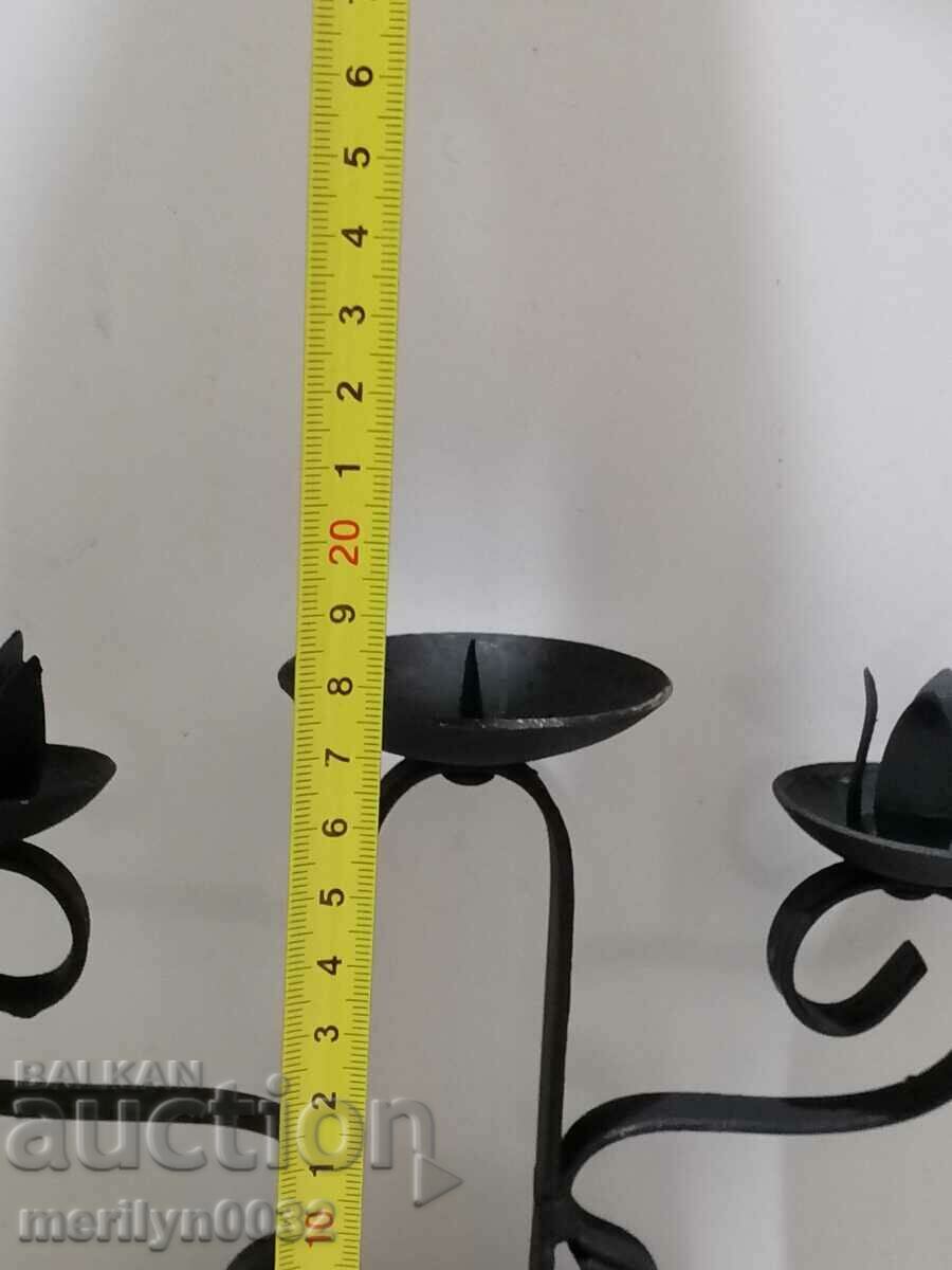 Old wrought iron candlestick lamp - 7 Old wrought iron candlestick lamp - 7