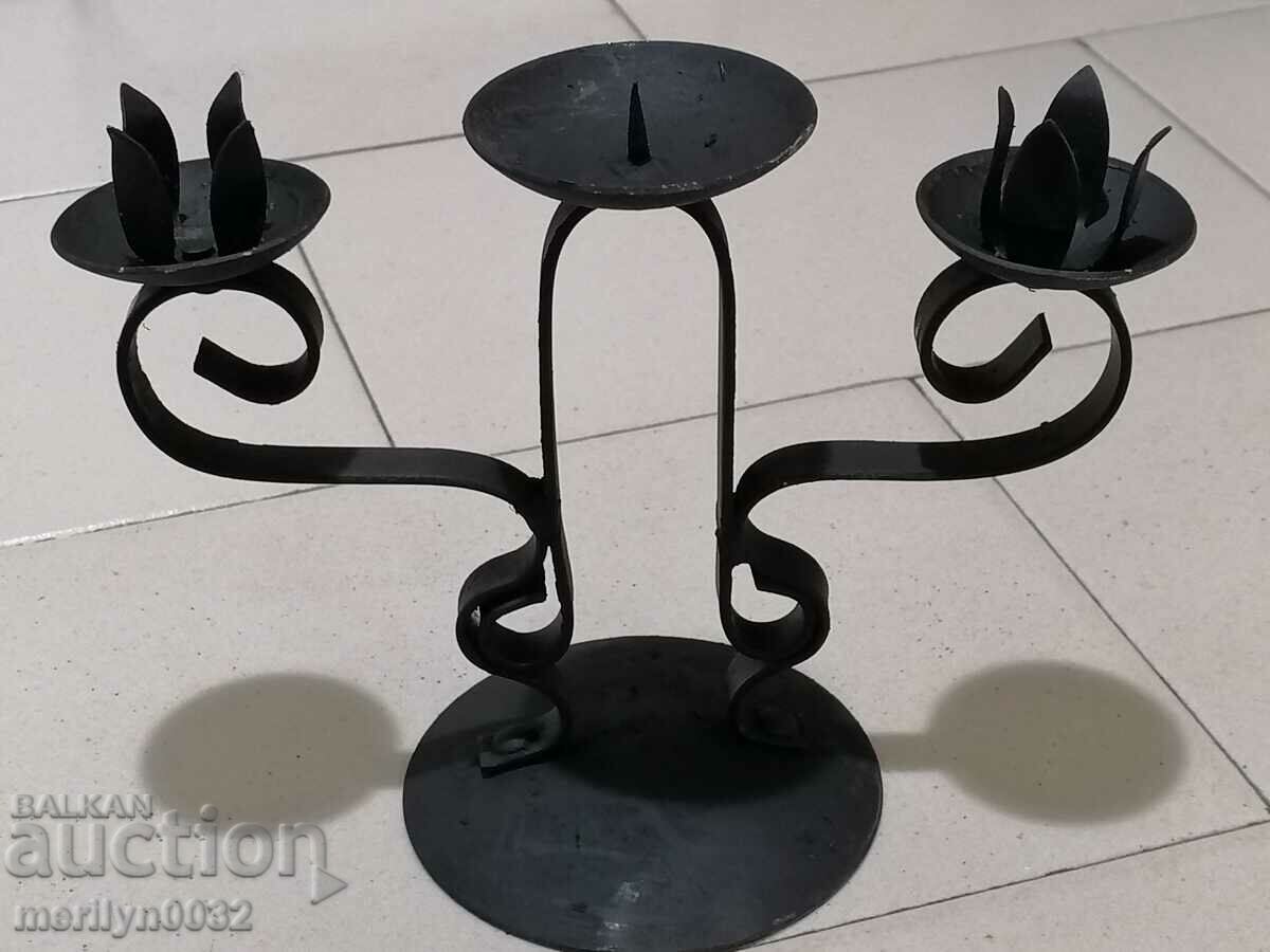 Old wrought iron candlestick lamp