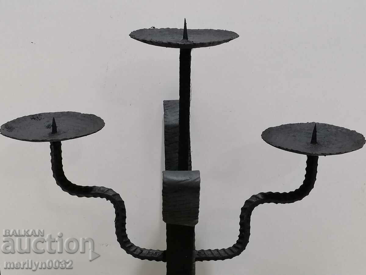Old wrought iron candlestick lamp - 5