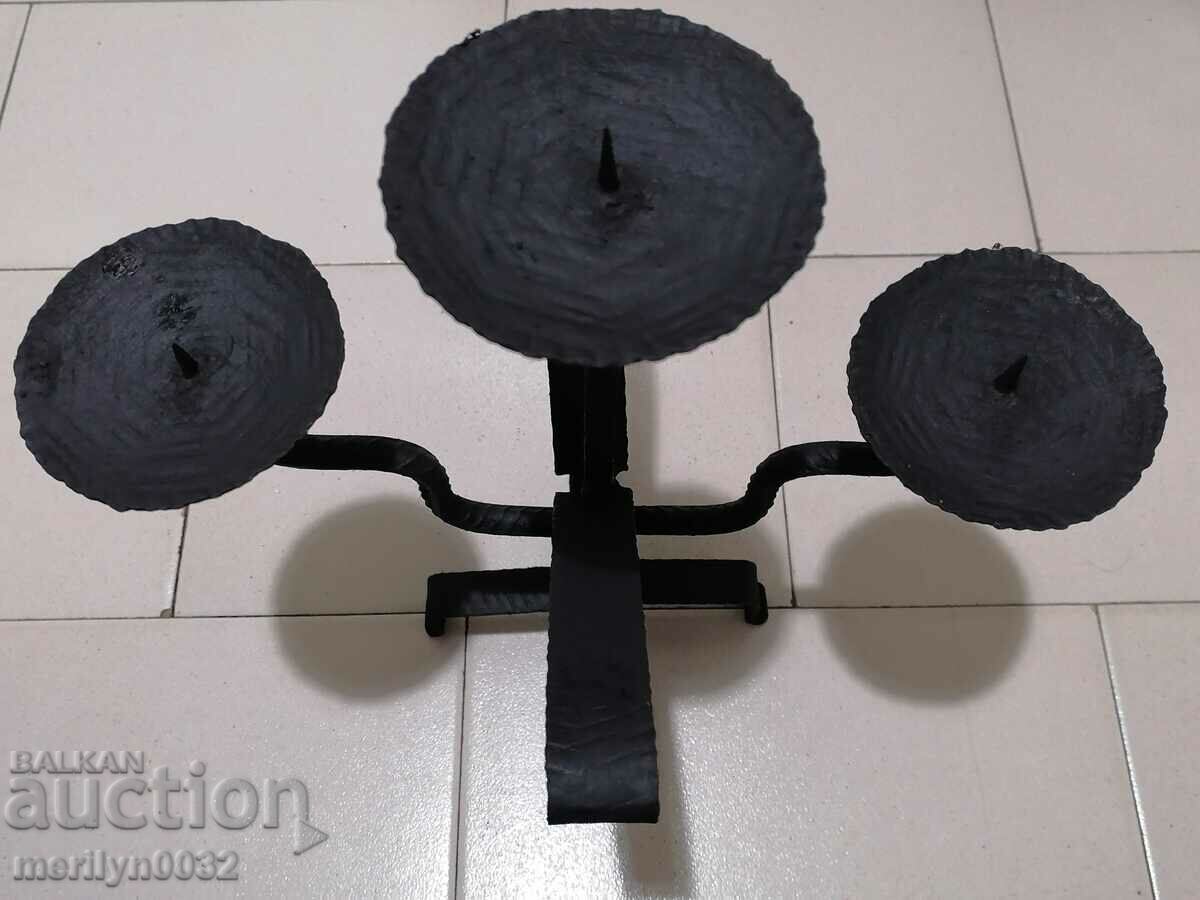 Old wrought iron candlestick lamp - 6