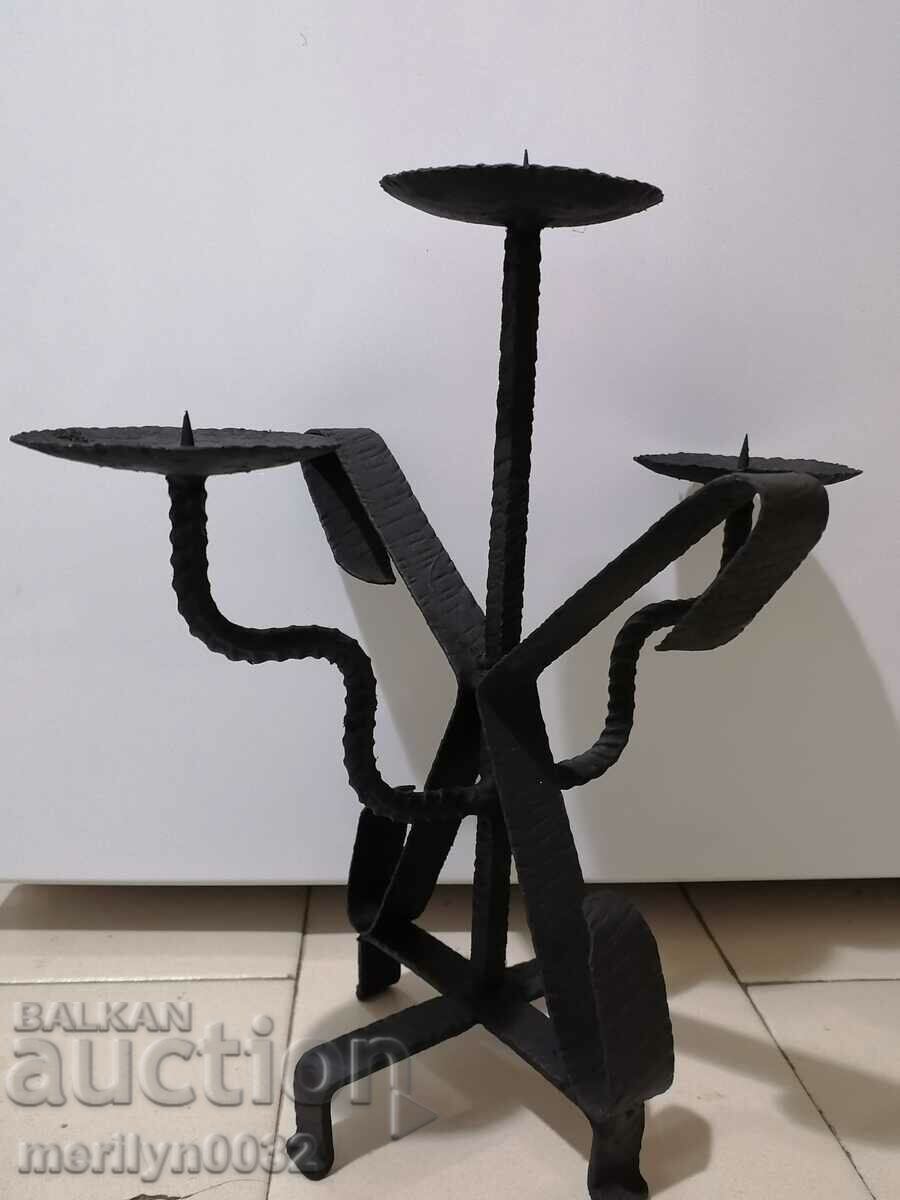 Old wrought iron candlestick lamp - 7