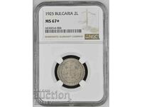 2 BGN 1925 Regatul Bulgariei - MS67+ de NGC.