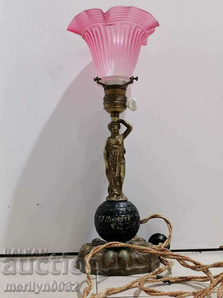 Офицерска лампа направена от граната WW1 войнишко творчество
