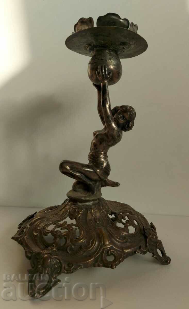 1930s GORGEOUS SILVER LARGE CANDLE CANDLE NAKED WOMAN
