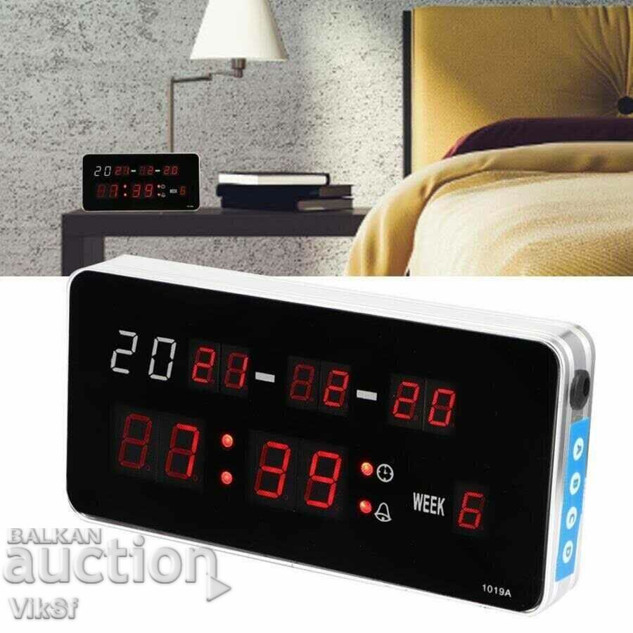 Ψηφιακό ρολόι LED + θερμόμετρο, ξυπνητήρι, ημερολόγιο, 1019 A