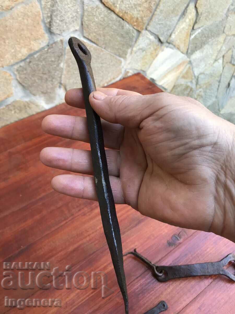 OLD WROUGHT IRON DOOR LATCH SET-3 PIECES - 5 OLD WROUGHT IRON DOOR LATCH SET-3 PIECES - 5